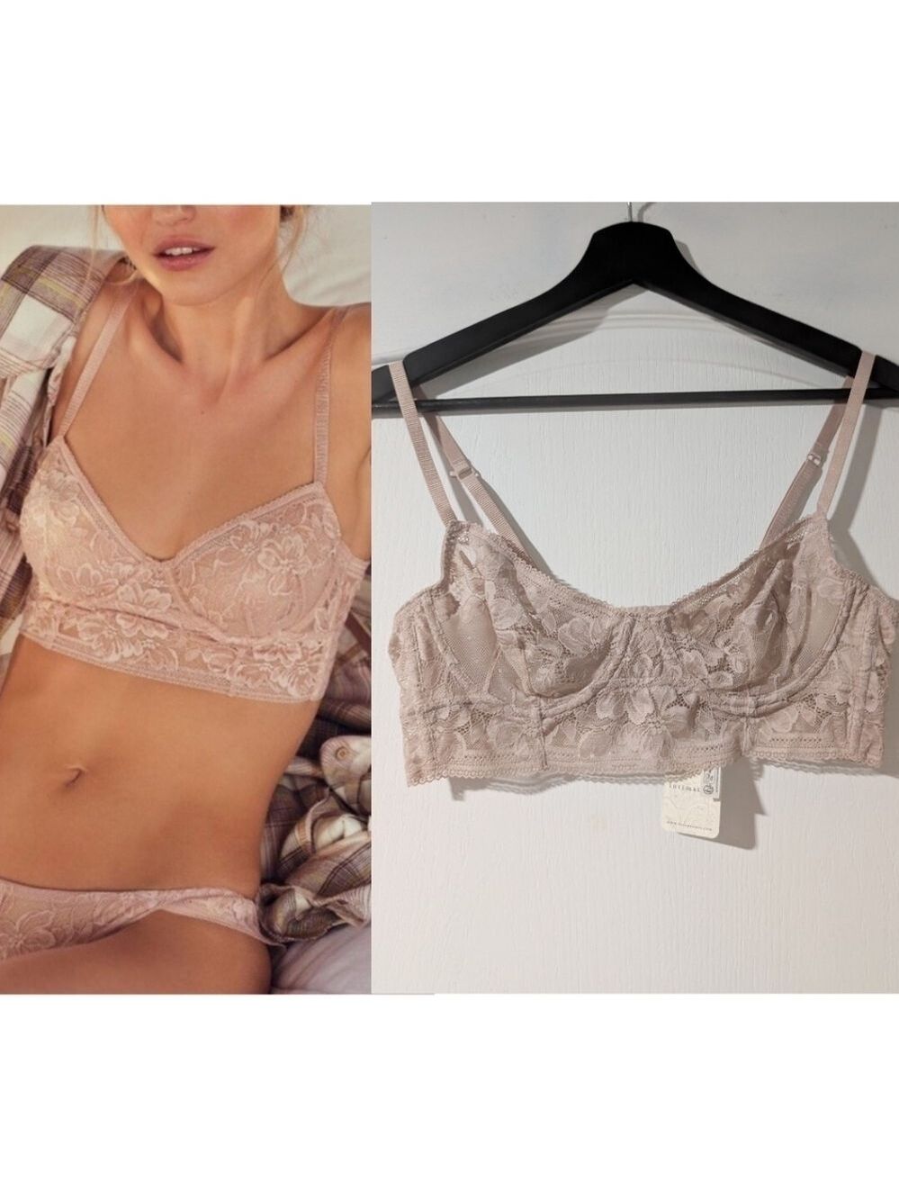 NWT Free People | Sorento Demi Lace Longline Underwire Bra In Sweet Nothings